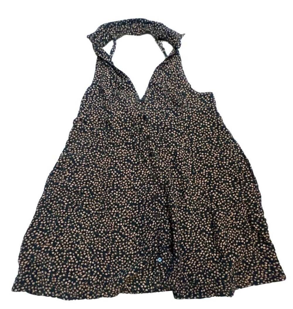 Free People Halter Top Size M Black Floral Button Front